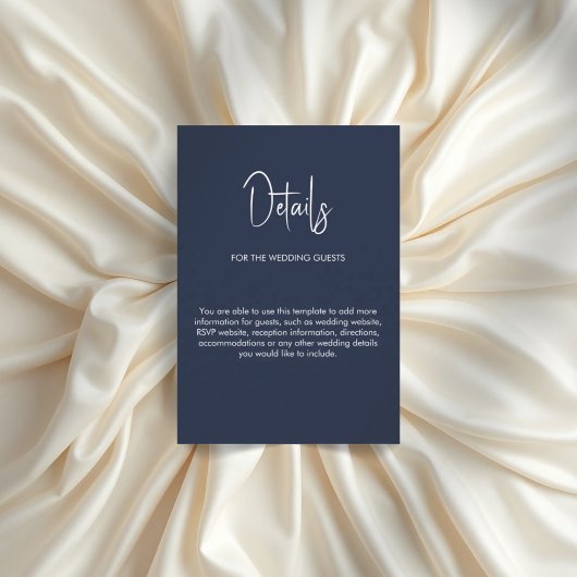 ミニマリスト筆記体結婚式ネイビーブルー エンクロージャーカード