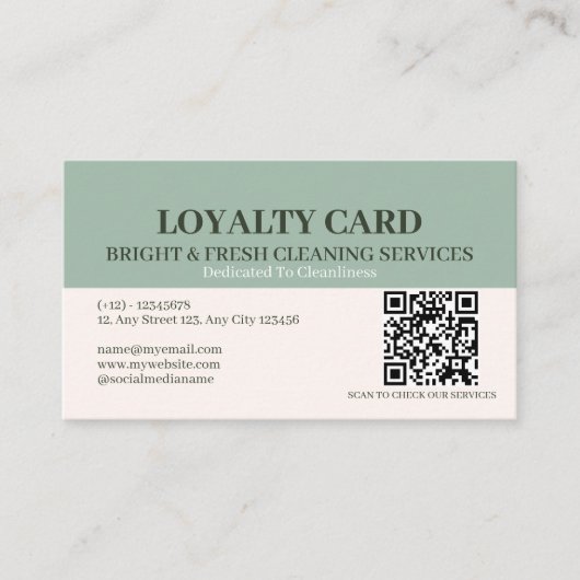 ミニマリスト簡易グリーンクリーム洗浄サービス ロイヤリティカード (正面)