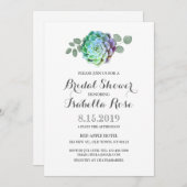 ミニマリスト素朴の多肉質ブライダルシャワーカード 招待状 (正面/裏面)