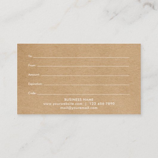 ミニマリスト素朴クラフト贈り物 ロイヤリティカード (裏面)