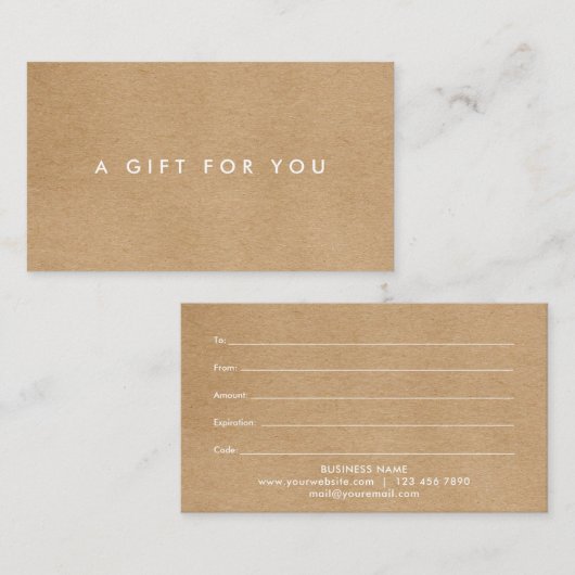 ミニマリスト素朴クラフト贈り物 ロイヤリティカード (正面/裏面)