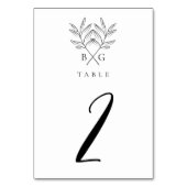 ミニマリスト素朴ボタニカル結婚モノグラム テーブルナンバー (裏面)