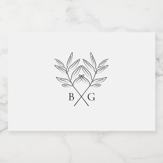 ミニマリスト素朴ボタニカル結婚モノグラム リキュールボトルラベル (シングルラベル)