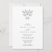 ミニマリスト素朴ボタニカル結婚モノグラム 招待状 (正面)