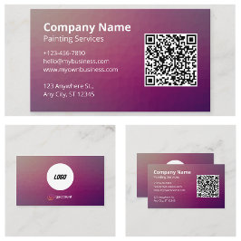 ミニマリスト紫の画家QRコード 名刺