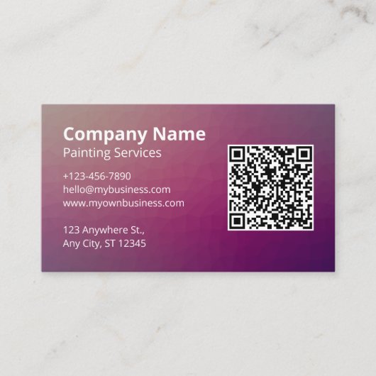 ミニマリスト紫の画家QRコード 名刺 (正面)