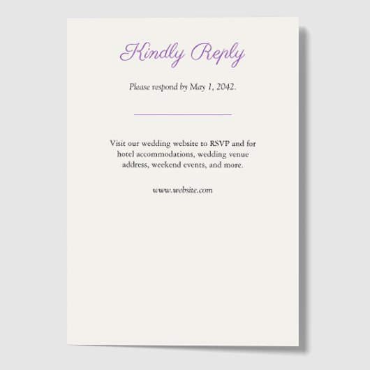 ミニマリスト紫の野結婚花 出欠カード