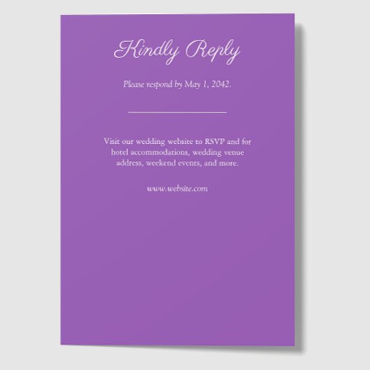 ミニマリスト紫の野結婚花 出欠カード