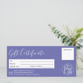 ミニマリスト紫の青いギフト証明書のロゴ (スタンド正面)