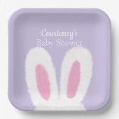 ミニマリスト紫ふわふわのバニーバニーシャワー ペーパープレート (正面)