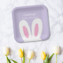 ミニマリスト紫ふわふわのバニーバニーシャワー