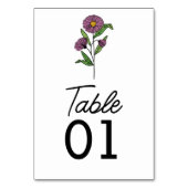 ミニマリスト紫アスター結婚のテーブル番号 テーブルナンバー (正面)