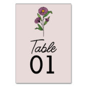 ミニマリスト紫アスター結婚のテーブル番号 テーブルナンバー (正面)