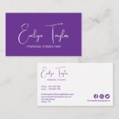ミニマリスト紫エレガントの女性ビジネスカード 名刺 (正面/裏面)