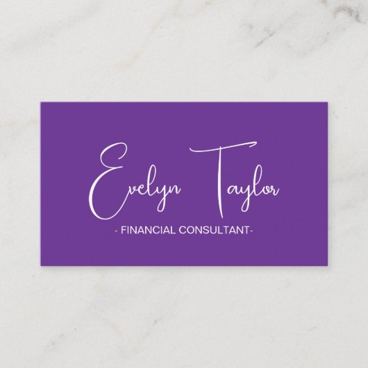 ミニマリスト紫エレガントの女性ビジネスカード 名刺 (正面)