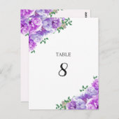 ミニマリスト紫フローラテーブルの座席番号カード ポストカード (正面/裏面)