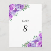 ミニマリスト紫フローラテーブルの座席番号カード ポストカード (正面)