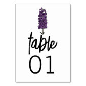 ミニマリスト紫結婚ラークスパーのテーブル番号 テーブルナンバー (正面)