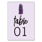 ミニマリスト紫結婚ラークスパーのテーブル番号 テーブルナンバー (正面)