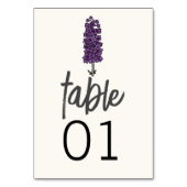 ミニマリスト紫結婚ラークスパーのテーブル番号 テーブルナンバー (正面)