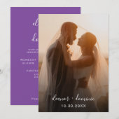 ミニマリスト紫色の写真RSVP QRコード結婚s 招待状 (正面/裏面)