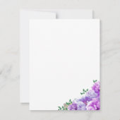 ミニマリスト紫色の花の返信カード 出欠カード (裏面)