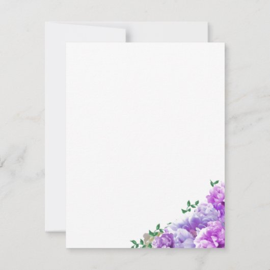 ミニマリスト紫色の花の返信カード 出欠カード (裏面)