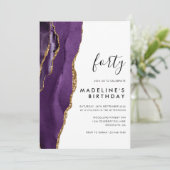 ミニマリスト紫金ゴールドアゲード40歳の誕生日 招待状 (スタンド正面)