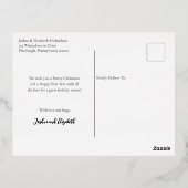 ミニマリスト結婚したの最初のクリスマスワンフォト 箔シーズンポストカード (裏面)