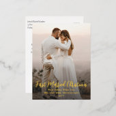 ミニマリスト結婚したの最初のクリスマスワンフォト 箔シーズンポストカード (正面/裏面)