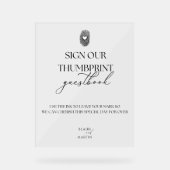 ミニマリスト結婚の拇印のゲストブック アクリルサイン (正面)