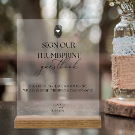 ミニマリスト結婚の拇印のゲストブック アクリルサイン