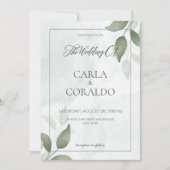ミニマリスト結婚の緑 招待状 (正面)