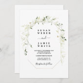 ミニマリスト結婚の緑 招待状 (正面/裏面)