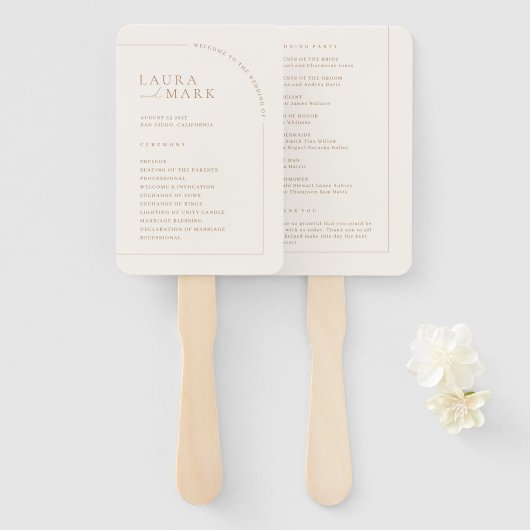 ミニマリスト結婚のArchの式プログラム ハンドファン (正面&裏面)