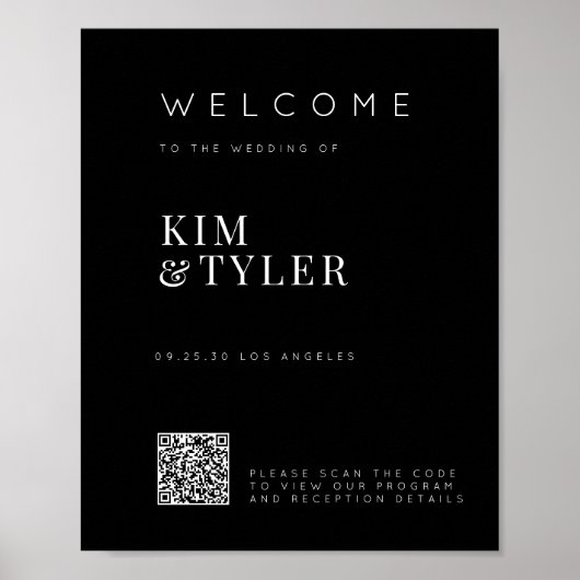 ミニマリスト結婚ウェルカムのQRコード黒記号 ポスター (正面)