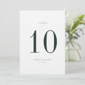 ミニマリスト結婚エメラルドのテーブル番号カード 招待状 (スタンド正面)