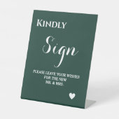 ミニマリスト結婚エメラルドグリーンのゲストブック 台座サイン (正面)