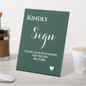 ミニマリスト結婚エメラルドグリーンのゲストブック 台座サイン (インサイチュ)