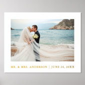 ミニマリスト結婚エレガンスの写真白と金ゴールド 箔ポスター (正面)