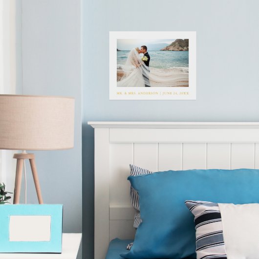 ミニマリスト結婚エレガンスの写真白と金ゴールド 箔ポスター (インサイチュ (寝室))