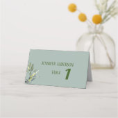 ミニマリスト結婚オリーブ枝のテーブルカード プレイスカード (正面)