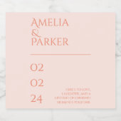 ミニマリスト結婚オレンジきらめくのワインラベル スパークリングワインラベル (シングルラベル)