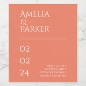 ミニマリスト結婚オレンジのワインラベル ワインラベル (シングルラベル)