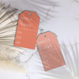 ミニマリスト結婚オレンジの贈り物ラベル ギフトタグ