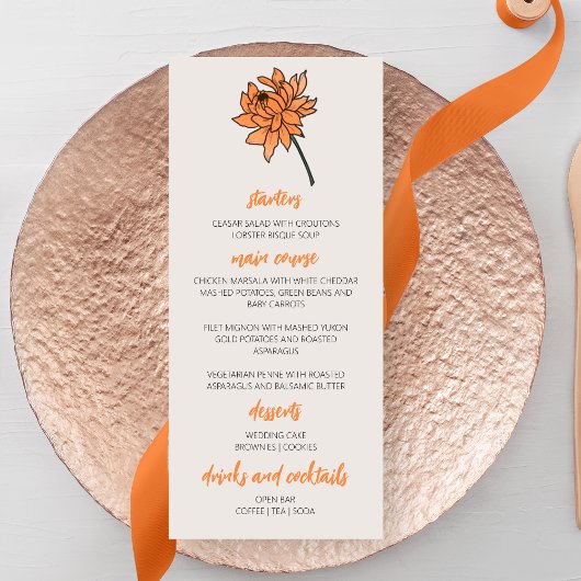 ミニマリスト結婚キクのメニュー メニュー