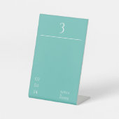 ミニマリスト結婚グリーンのテーブル番号 台座サイン (正面)