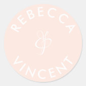 ミニマリスト結婚コーラルの名パーソナライズされた前Clasi ラウンドシール (正面)