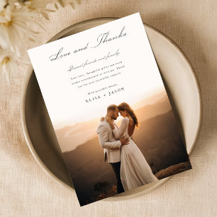 ミニマリスト結婚シックの写真サンキューカード サンキューカード