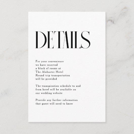 ミニマリスト結婚シック詳細 エンクロージャーカード (正面)